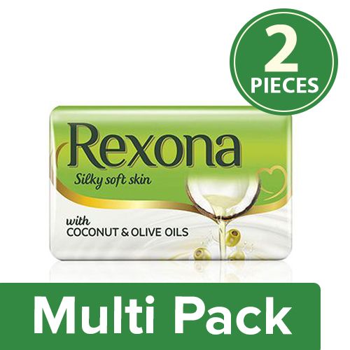 Rexona Silky Soft Skin Coconut & Olive Oil Soap Bar, 2×150 g Multipack