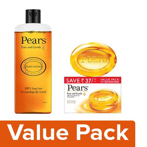 Pears Shower Gel – Pure & Gentle 250ml + Soap Bar – Pure & Gentle 125Gx3, Combo