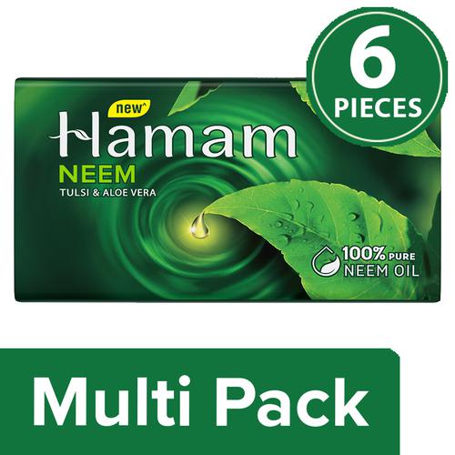 Hamam Soap Bar – Neem Tulsi & Aloevera, 6×150 g Multipack