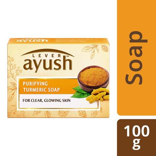 Lever Ayush Purifying Turmeric Natural Ayurvedic Soap, 100 g