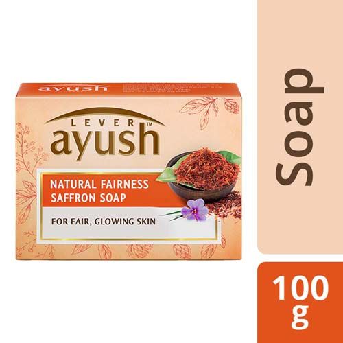 Lever Ayush Natural Fairness Natural Ayurvedic Saffron Soap, 100 g