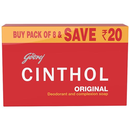 Cinthol Original Bath Soap – 99.9% Germ Protection, 100 g (Pack of 8)