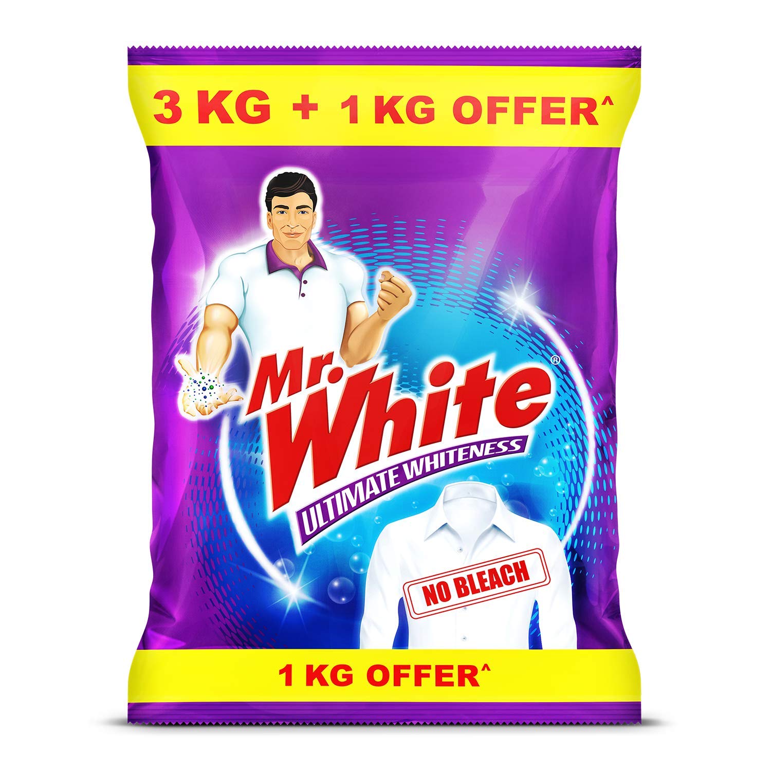 Mr. White Detergent Powder – 2X Active Power 3 kg Pouch (Get 1 Kg free)