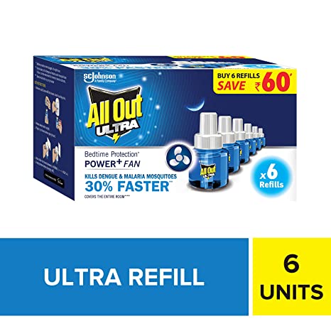 All Out Ultra Power + Fan Mosquito Repellent (Refill) 6X45 ML