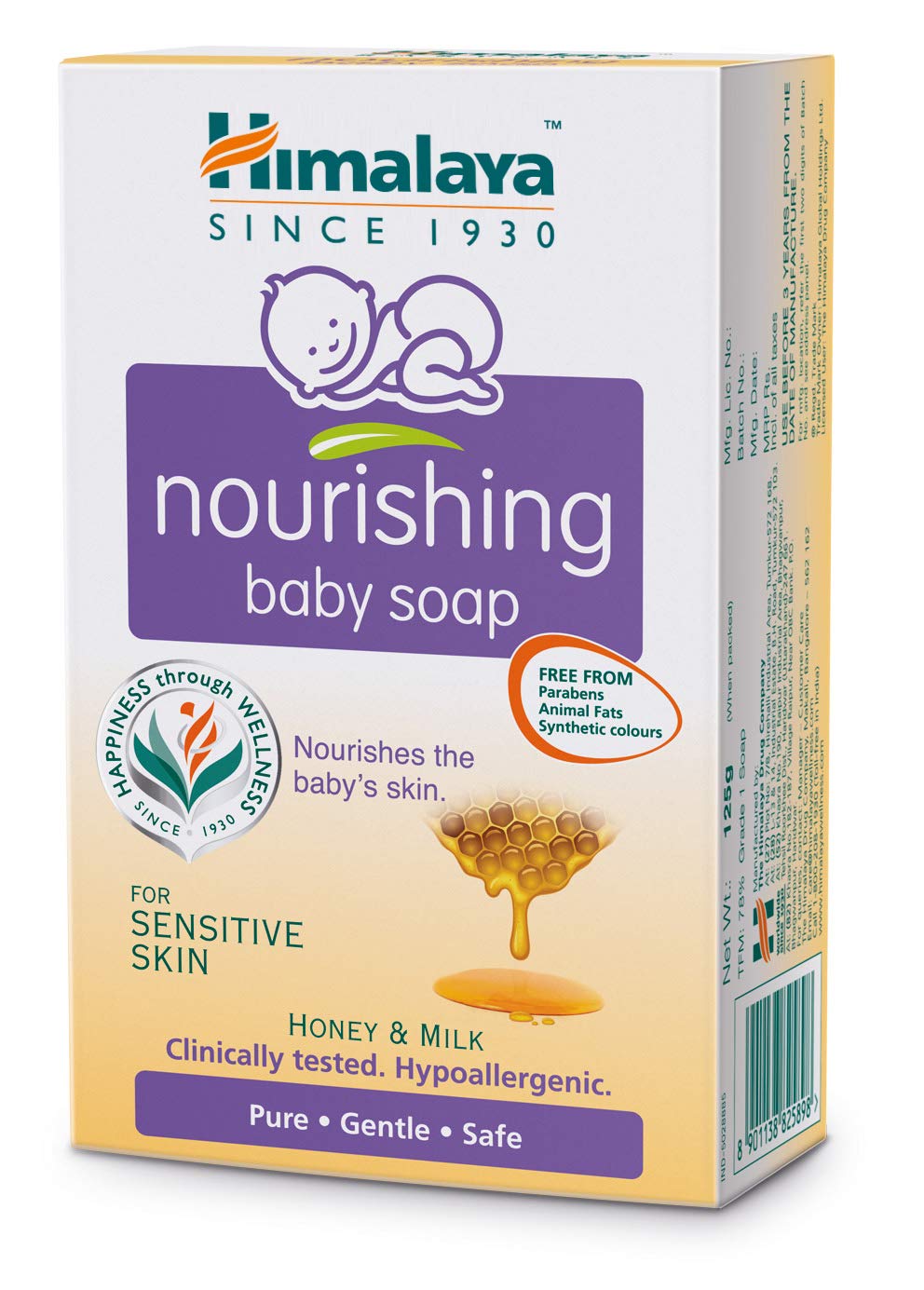 Himalaya Baby Soap, Honey and Milk, 125 g Carton