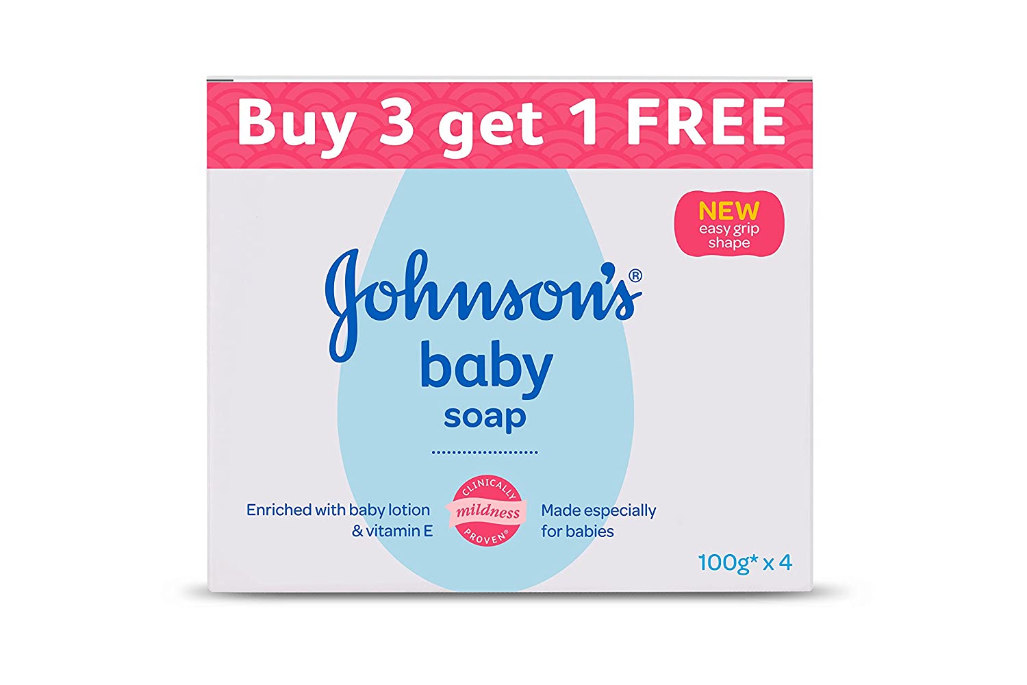 Johnson’s Baby Soap For Bath Combo Offer Pack, 100g (Buy 3 Get 1 Free)