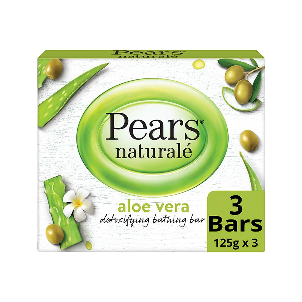 Pears Naturale Aloe Vera Detoxifying Soap Bar, 125 g (Pack of 3)