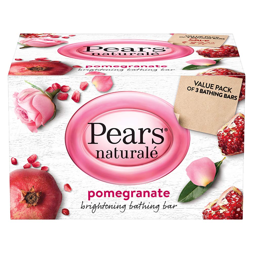 Pears Naturalé Pomegranate Brightening Bathing Soap Bar, 125 g (Pack of 3)