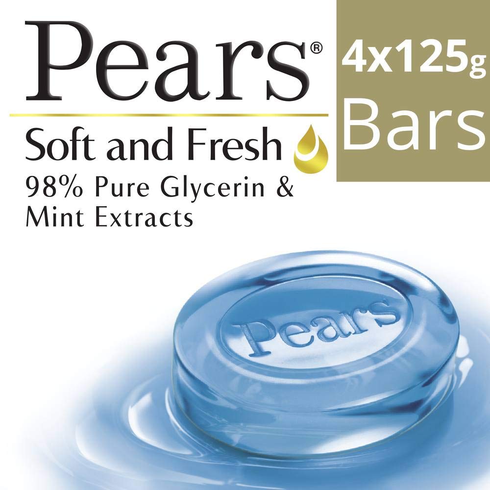 Pears Soft and Fresh Bathing Bar, 125g (Buy 3 Get 1 Free)