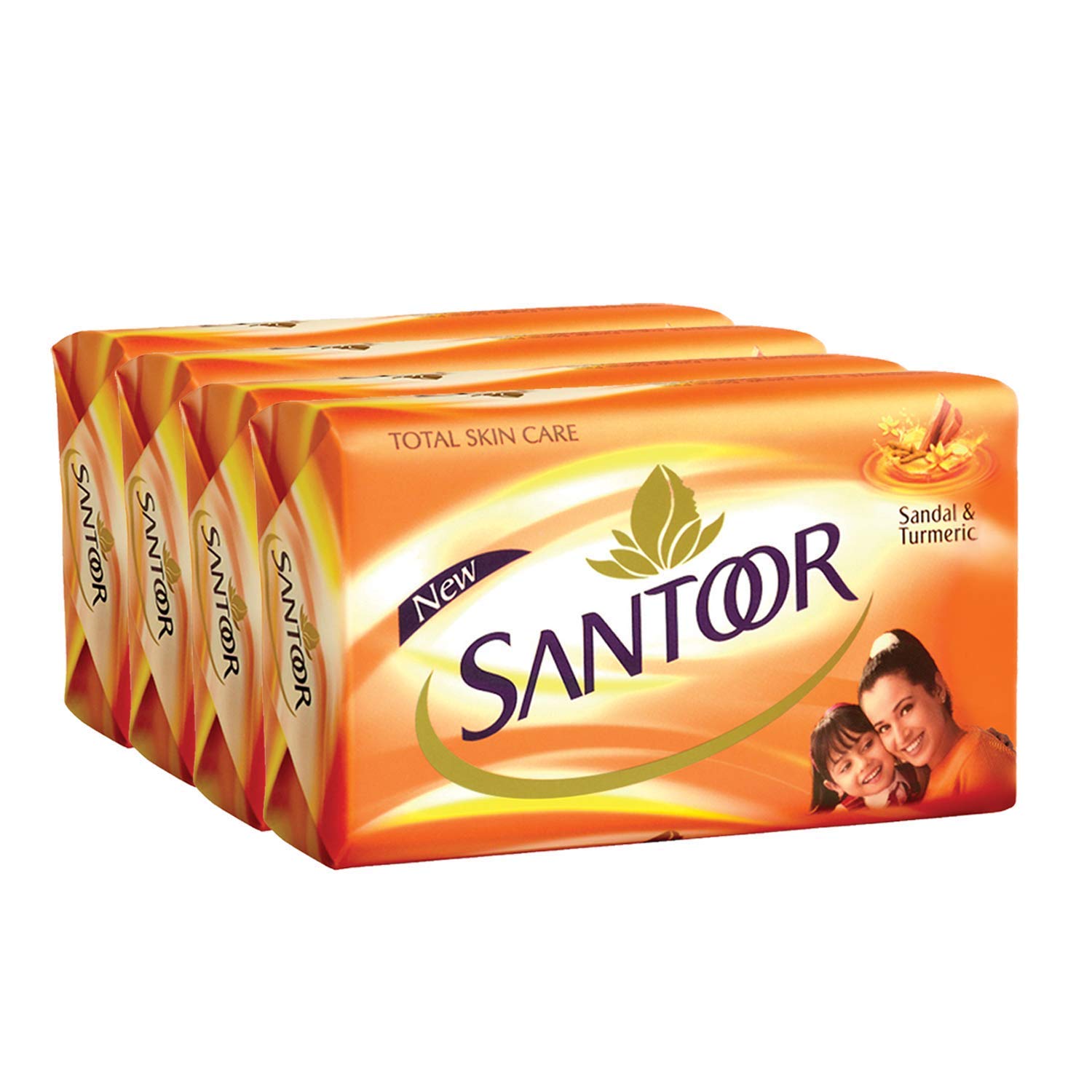 Santoor Sandal & Turmeric Soap for Total Skin Care, 125g (Pack of 4)