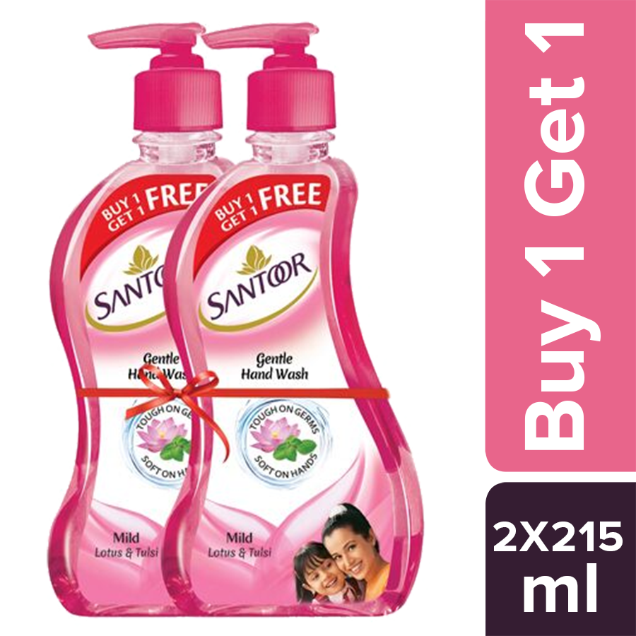 Santoor Hand Wash – Mild, 215 ml Buy 1 Get 1 Free