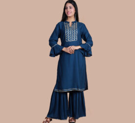 Rayon Gota Patti Lace Kurti with Sharara